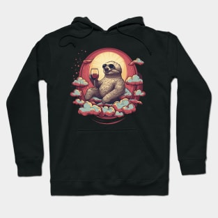 Sloth on Cloud Wine Hoodie